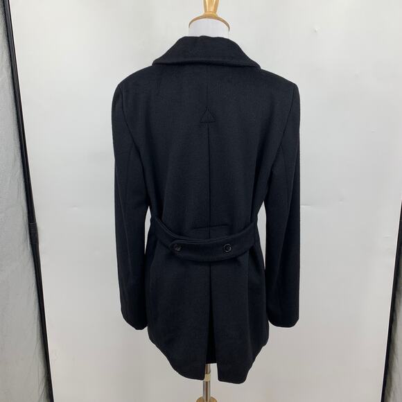 Saks Fifth Avenue Peacoat Womens 10 Black Fleece Shoulder Pads Outerwear Blazer - Picture 6 of 12